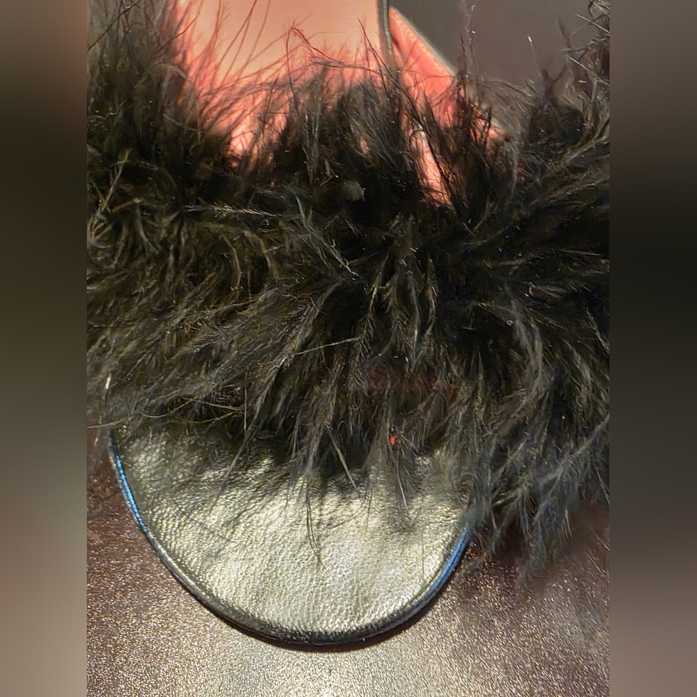 SALE Black Mules With Feather Accent - Picture 9 of 10